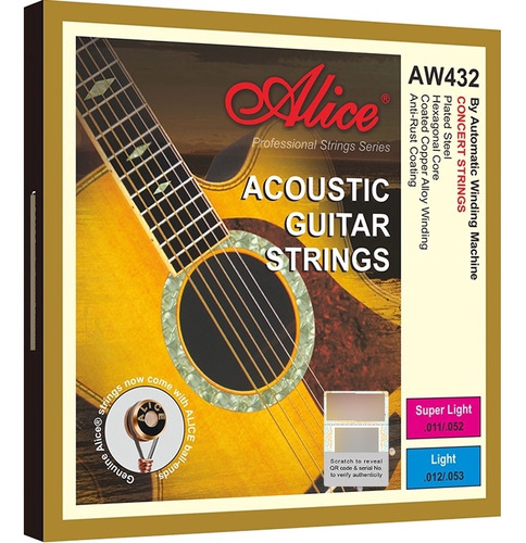 Cuerdas Guitarra Acustica 12-53 Alice Aw432-l