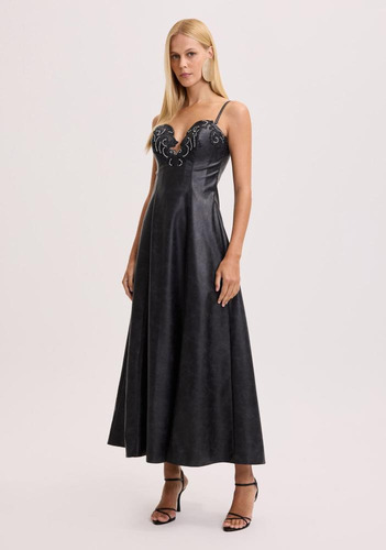 Vestido Midi Com Aplicações Amarante