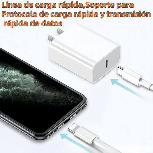 2 Metros Línea De Datos Turbo Carga Rápida Para iPhone 5 6 7 8 X Se 11 12 13 14 iPad,color Blanco,