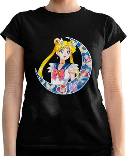 Polera Sailor Moon Luna Vitral Mujer Niña Anime Otaku