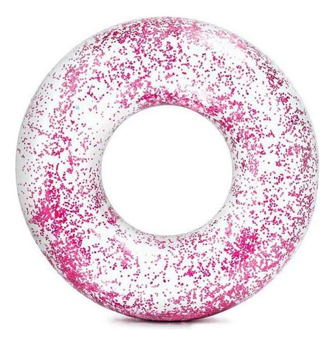 Boia Inflável Redonda Transparente Glitter Rosa - Intex
