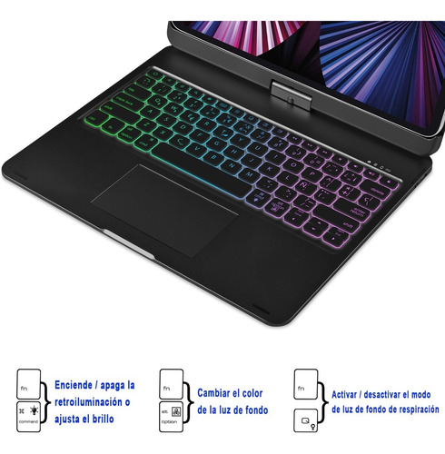 Imagen 6 de 8 de Teclado Mágico Giratorio Para iPad Pro 12.9 5º 4º 3º