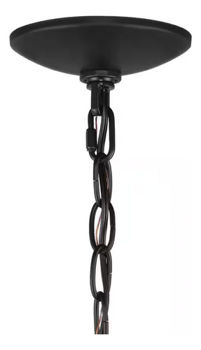 Lampara Techo Negra De 3 Luces Pantalla De Cuentas De Madera
