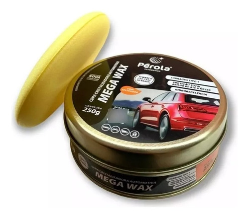 02 Ceras Automotiva Cristalizadora Mega Wax 250g  Pérola