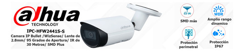 Dahua Ipc-hfw2441s-s - Camara Ip Bullet 4 Mp Ir30 Audio Poe