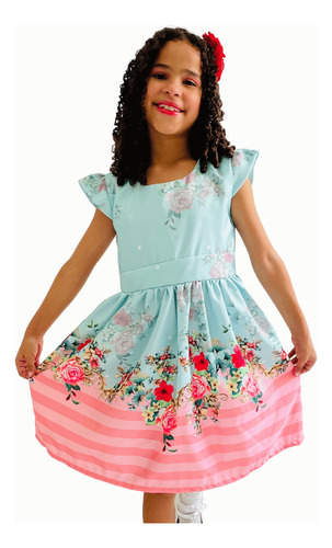 Vestido Menina Floral Infantil Festa Mini Diva Casual Igreja