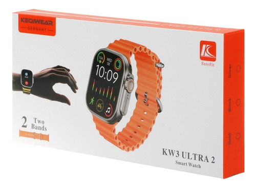 Smart Watch Kw3 Ultra 2 Metal Negro 2.09' Sport Con 2 Mallas Negro Mesh Negro Negro