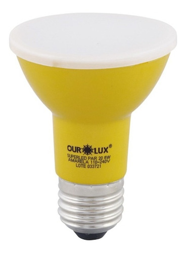 Lâmpada led Ourolux PAR20 Dicroica cor amarelo 6W 100V/240V 420lm com 10 unidades