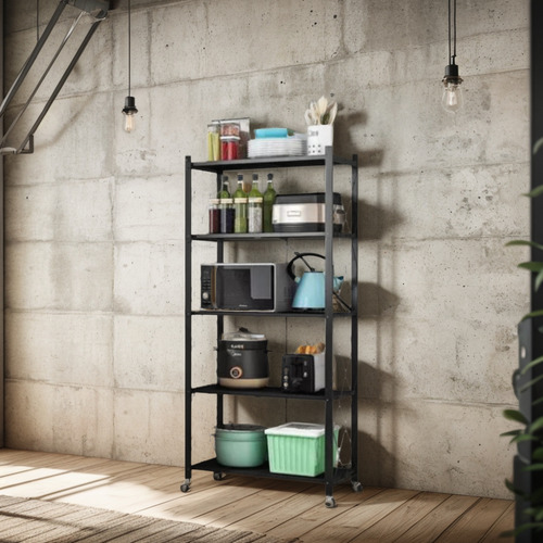 Estante Plegable Con Ruedas Multiuso Almacén Acero 5 Niveles