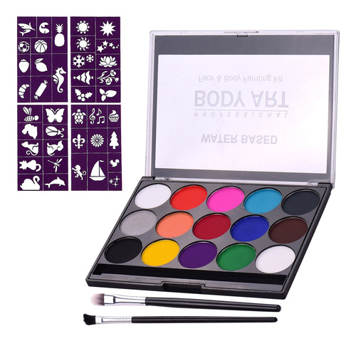 Kit De Pinturas Profesionales A Base De Agua P/body Painting