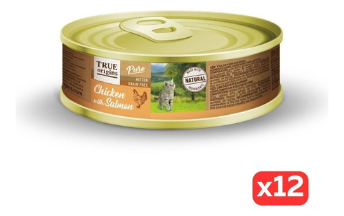 Pack 12 Lata True Origins Pure Gato Kitten Pollo Salmon 85gr