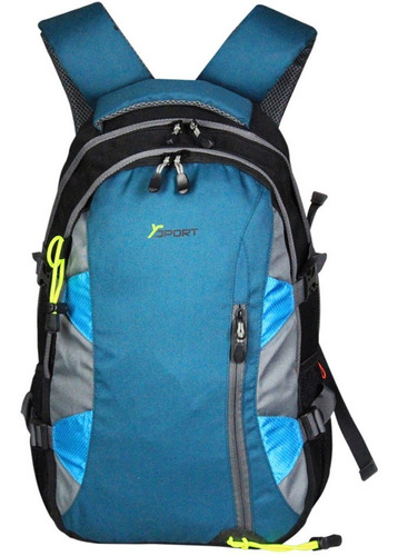 Mochila Reforçada Notebook Bolsa Esportiva Unissex Cor Azul-petróleo Desenho Do Tecido Liso