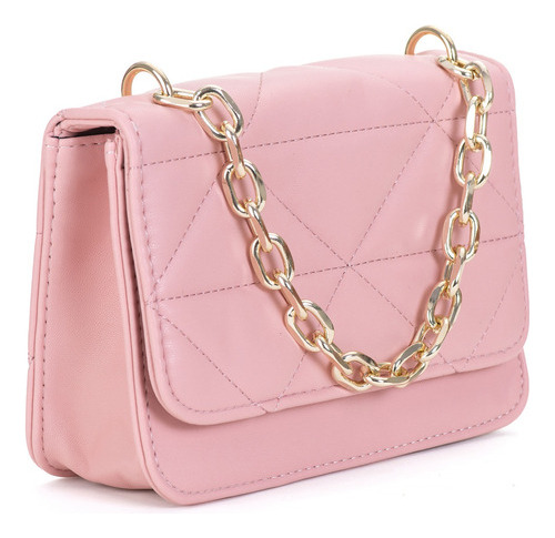 Bolsas Femininas Transversal Bordada Com Alça De Corrente Cor Rosa