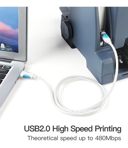 Cabo USB para impressora 2.0 Universal 2m Metros cabo usb tipo b cabo para multifuncional macho 480mbps Plug y Play compatívem com HP Epson Canon Brother Samsung Lexmark Preto Vention