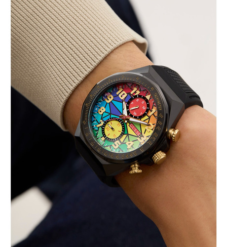 Reloj Hombre Guess D1 Negro Fondo Arcoíris