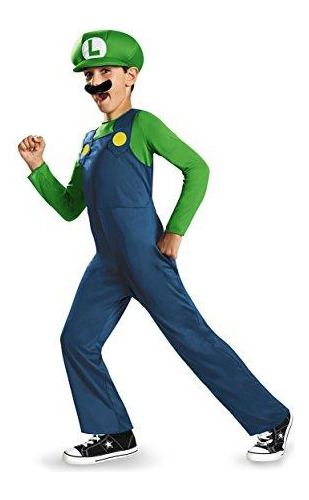 Disfraz Talla M 7-8 Para Niños Luigi Super Mario Bros