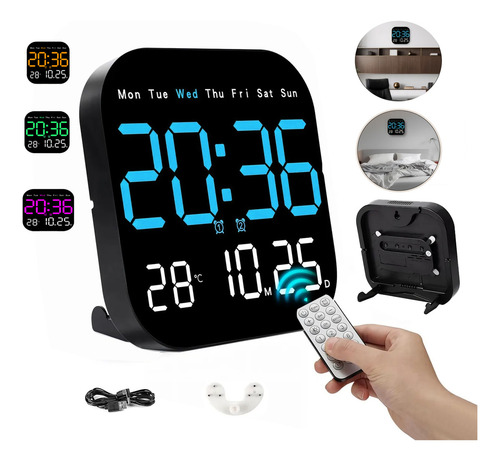 WELAGO® Reloj Digital Led Con Fecha, Temperatura, Alarma Y Control