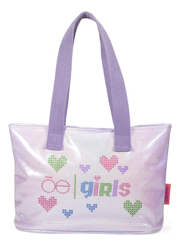 Bolsa Tote Cloe Para Niña Estampado Corazones Color Lila