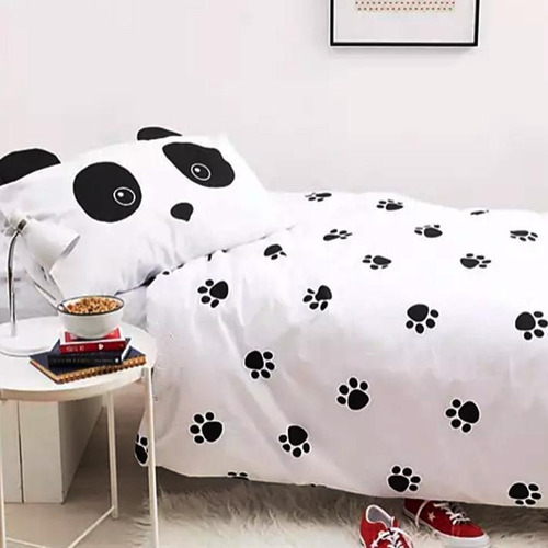 Jogo De Cama Infantil 4 Pç Com Edredom E Travesseiro Panda