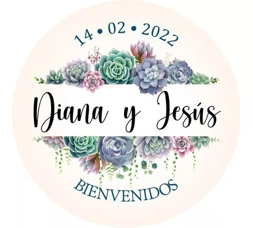 Pegatinas Personalizadas Para Bodas Adheribles 100 Pz 5cm