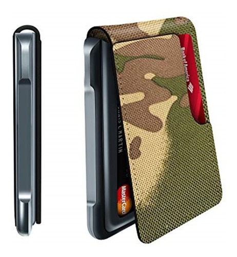 Tarjetero Rfid Hombre Cartera Aluminio Muradin Verde Floread