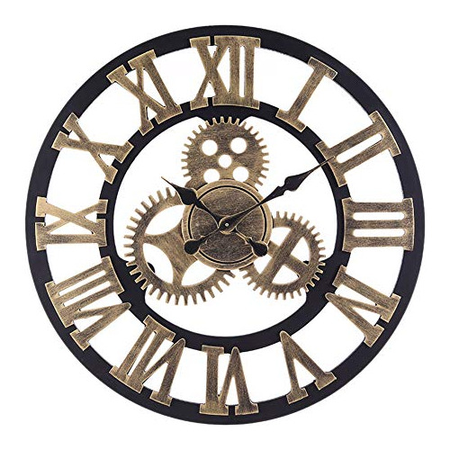 Reloj De Pared 3d Gear Vintage Silencioso Reloj Colgant...