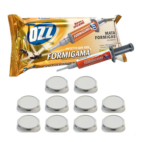 Kit 2 Formigama Gel 10 Porta Isca Formicida Elimina Formiga