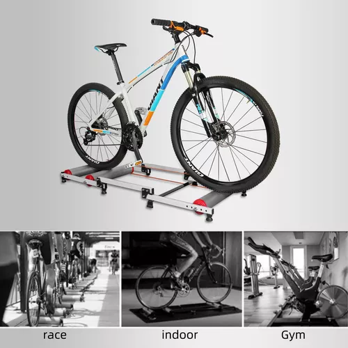 ROCKBROS Rodillos de bicicleta ajustables para entrenamiento de bicicleta,  plegable, para interiores y exteriores, con resistencia para bicicleta de