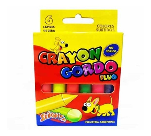 Ceras Crayones Fluo Sta Señorita Jumbo Gruesos X 6