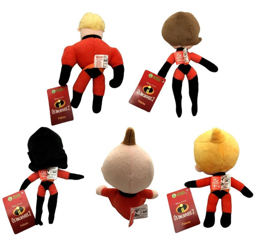 Imagem 3 de 3 de Coleção 5 Pelúcias P Família Os Incríveis Disney Original