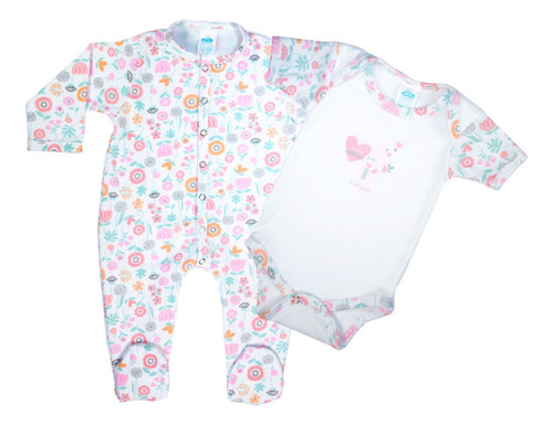Set 2 Pzs Coordinado Mameluco Y Pañalero Bebé Rosa Baby Mink