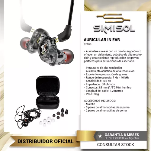 Auriculares In Ear Monitoreo Retorno Stagg Estuche Y Acc