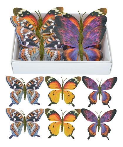 Tatalife Decoracion Mariposa Monarca Artificial Clips Para 6