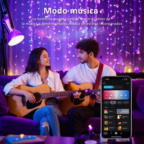 4 Focos Led Lapurete's Inteligentes Wifi Rgbcw Alexa Google 9w 800lm Música Voz Multicolor 2.4ghz E26 Smart Bulb Ajustable 2700-6500k Bluetooth Control De Android Ios Surplife/briturn App