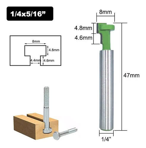 Brocas Ranurador Fresa Router 3/8 1/2 5/16 T-slot Kit 3pz