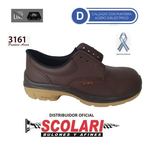 Zapato Boris 3161 Marron Acero Dielectrico Calza.seguridad