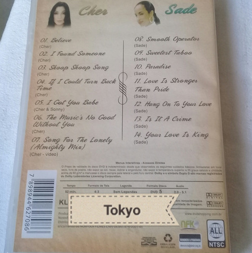 Dvd Sade = Cher Grandes Vozes (novo/lacrado)