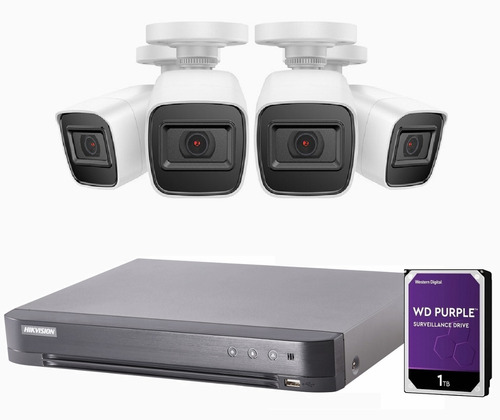 Kit Seguridad Dvr Hikvision 4 Camaras Full Hd Disco Rigido 1tb