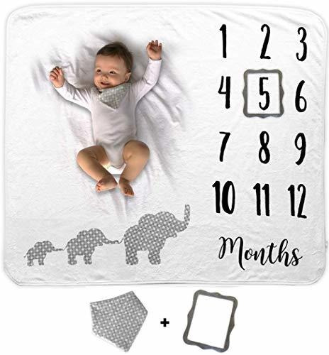 Baby Mensual Milestone Blanket  Incluye Felt Frame Rkzpm