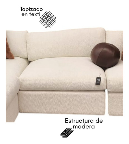 Sofá Modulo Central Textil Beige Elegante Sillón Cómodo