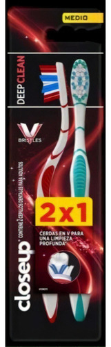 Cepillo de dientes Closeup Deep Clean medio pack x 2 unidades