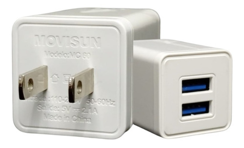 Cubo Cargador De Pared Usb Dual Movisun Mc60 Para Celular