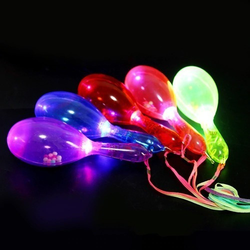 Imagen 4 de 10 de Maracas Luminosa Luz Led Con Sonido Pack X8 Cotillón Carioca