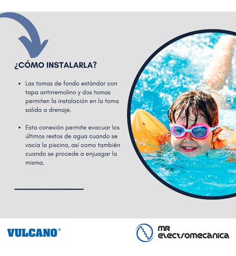 Imagen 4 de 10 de Toma Fondo Vulcano Para Piscinas De Fibra 125002