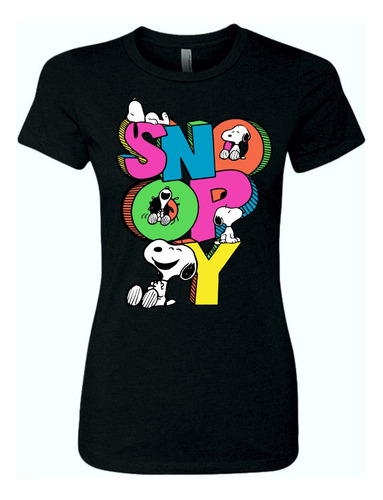 Camiseta Snoopy Femenina Serie Black Corte Dama 