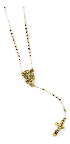 Rosario Con Dije Virgen De Guadalupe Y Cristo Oro Laminado 18k Facetado 3 Mm Catolico Recuerdos Ideal Para Regalar En Boda Bautizo Primera Comunión O 15 Años Unisex Hombre O Mujer