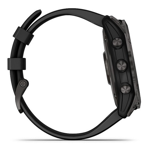 Smartwatch Garmin Zafiro Solar Fenix 7X 1.4" caja 51mm de polímero reforzado con fibra negra, malla negra de silicona y bisel carbon gray de titanio y dlc