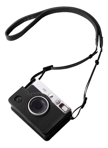 Funda Negra De Piel Integral Para Fujifilm Instax Mini Ev