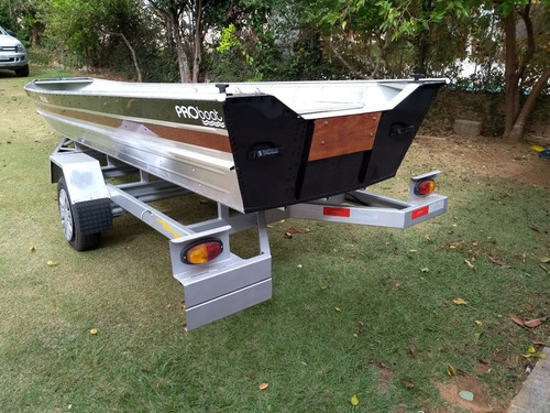 Barco De Alumínio Semi Chata 5 Metros Esporte E/ou Recreio