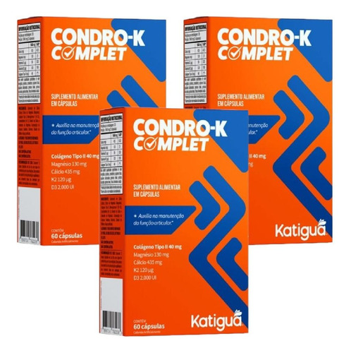 Kit Condro-k Complet Katigua Com 3 Cx De 60 Cápsulas Cada